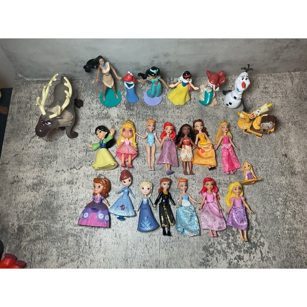 Disney Princess Mini Figures Toys Polly Pocket PVC Toys Lot of 22 Girl Drawer
